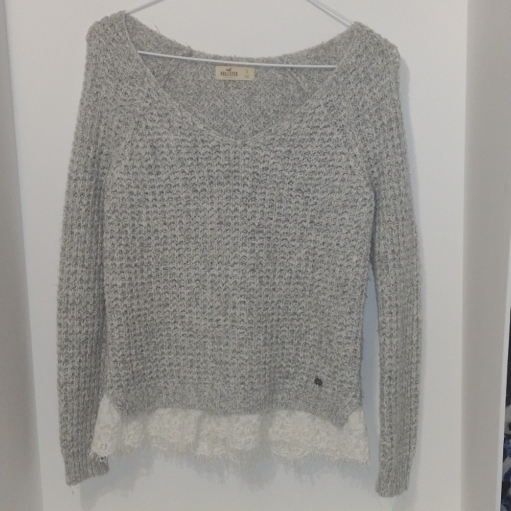 Gray Hollister sweater with lace Size S